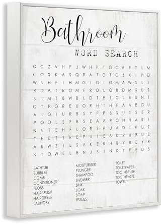 Bathroom Word Search Family Fun, 24 x 30 Inch Framed Giclée Print | Stupell Industries · By Lil' Rue · Ready to hang · Fun gift for bathroom decor · Made in USA