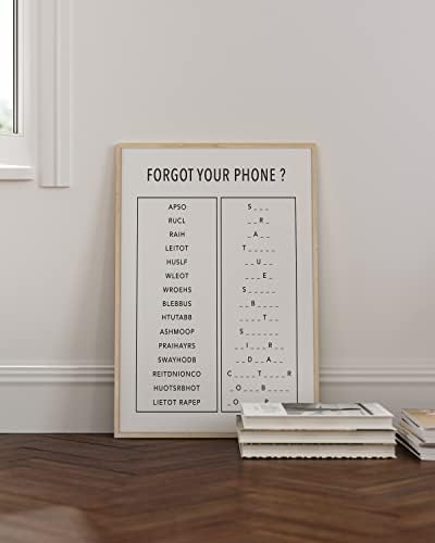 HAUS AND HUES Funny Bathroom Decor & Signs | Beige Framed Unscramble Wall Art, Black and White Guest Bathroom Humor Sign, Modern Powder Room Decor | 24"x36"
