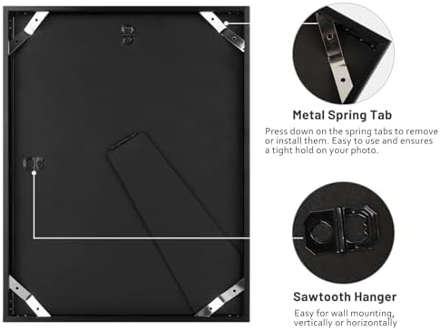 Frametory 2 Pack 6x8 Aluminum Frame with Mat for 5x7 Photo, Black