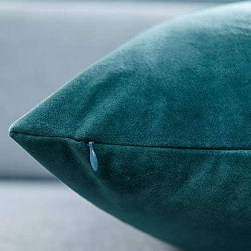 JUSPURBET 26x26 Euro Velvet Throw Pillow Covers Set of 2,Peacock Blue