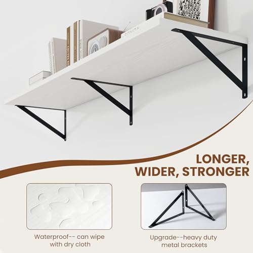 Heimlove 48W x 12D Deep Floating Shelves Set of 2 White