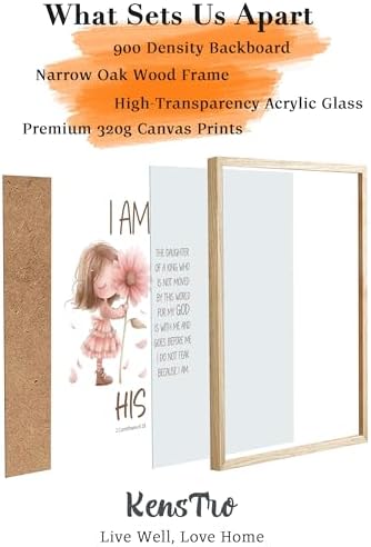 KensTro 12x16 Oak Framed 2 Corinthians 6:18 Scripture Wall Art | Natural Oak Wood Frame with Pink Floral Scripture Print for Bedroom, Hallway, Office, Living Room and Prayer Space