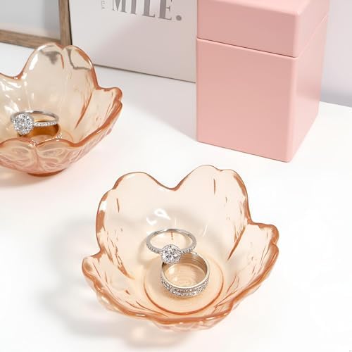 Crystal Orange Flower Ring Dish Jewelry Tray