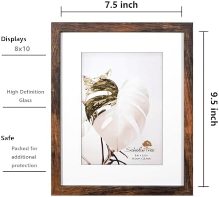 Wooden Brown 8x10 Picture Frame set of 4, Display 8x10 without Mat Wall Gallery Photo Frames