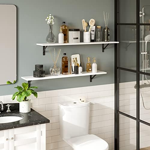 DINZI LVJ Long Wall Shelves, 39.4 Inch Wall Mounted Shelves with Brackets