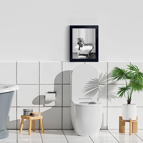calmart Funny Decor Wall Art - Zebra Pictures, Sign,s Funny Animal Canvas Painting, Framed Artwork for Toilet