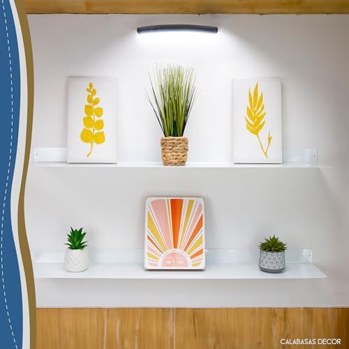 48x8 in Metal Floating Shelf White Wall Mounted - Made in The USA - Bedroom, Living Room, Bathroom, Kitchen