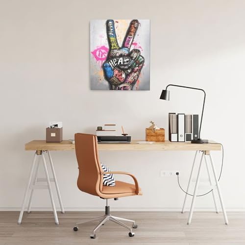 Banksy Motivational Wall Art Street Graffti Inspirational Wall Decor Hands Canvas Prints Painting Finger Artwork Decorations for Bathroom Bedroom Living Room Framed Gifts 20"x24"