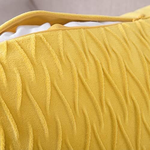 MADIZZ Set of 2 Super Soft Velvet Decorative Throw Pillow Covers 18x18 inch Lemon Yellow Square with Texture Luxury Style Cushion Case Pillow Shell for Sofa Bedroom