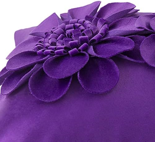 JWH 3D Flower Throw Pillow Cover Velvet Bright Violet 12x20 Inches