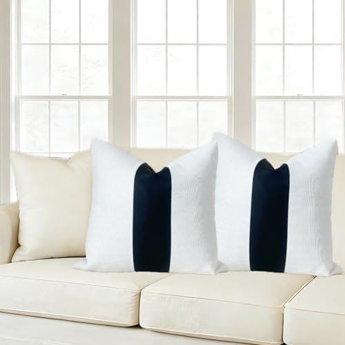 Slow Cow Black White Patchwork Throw Pillow Covers 18 x 18 Inch Pack of 2