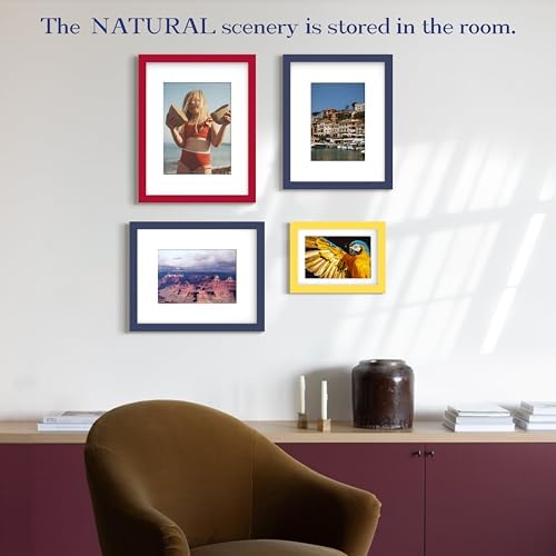 An&He 6x8 Picture Frame with Mat, White Photo Frame for Wall & Tabletop Display, Holds 5.5x7.5 or 3.5x5.5 Photos, Gallery Wall Frame for Home Décor
