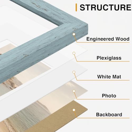 Vittanly 8.5x11 Picture Frames Set of 5, Certificate Frame, Rustic Blue