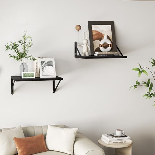 Heimlove 20W x 12D Deep Floating Shelves Set of 2 Black