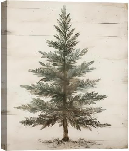Framed Vintage Christmas Tree 8x12inch, Pine Tree Vintage Print for Living Room, Bathroom, Poster Prints Holiday Decor, Rustic Winter Tree Art, Christmas Tree Wall Decor