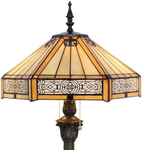 WERFACTORY Tiffany Floor Lamp Stained Glass Mission Standing Reading Light
