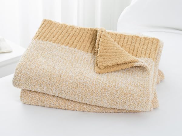 Carriediosa Heather Throw Blanket 60x80, 400GSM Ultra Soft Microfiber | Yolk Yellow, Fuzzy Fluffy Cozy Plush Knit Knitted Throws, Lightweight Cute Preppy Fall Blankets for Couch, Bed