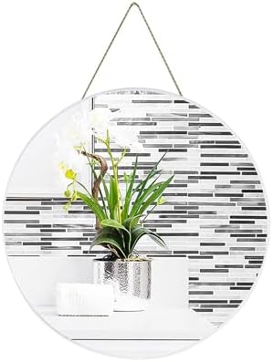 Funerom Round Wall Mirror 15.4 Inches Circle Mirror Bathroom Mirrors,White | for Over Sink