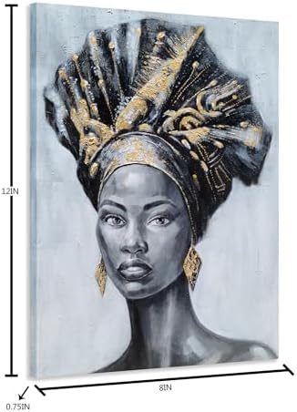 Yihui Arts Gilded Elegance Hand PaintedTextured African Queen Art Print A Fusion of Culture and Luxury for Sophisticated Spaces