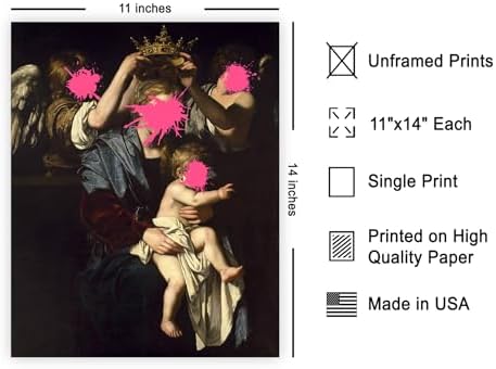 Poster Master Virgin and Child with Angels Print - Baroque Painting Poster - Altered & Pop Art - Trendy Gift for Men & Women - Wall Decor for Bedroom or Living Room - 11x14 UNFRAMED Wall Art