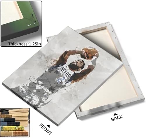Kyrie Irving Basketball Canvas Wall Art, Sports Player Poster, 8x10 Inch | Abstract splash ink athletic artwork, motivational sports wall decor for teen boys room, bedroom, living room, gym or office
