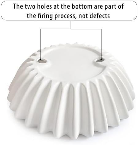 Small Ceramic Bowl Ivory Decorative Bowl, Modern Home Decor Centerpiece 6 Inches Key Jewelry Ruffle Fluted Scalloped Bowl