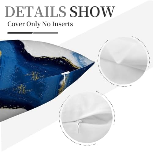 Navy Blue and Gold Throw Pillow Covers 18x18 Set of 4 Modern Art