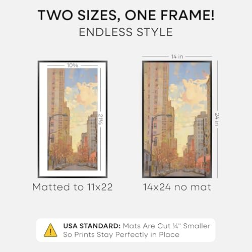 Homeforia 14x24 Black Picture Frame, High-End Metal, 11x22 Mat, Glass