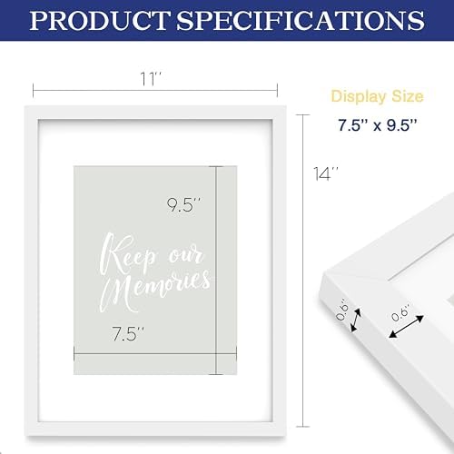 An&He 11 x 14 Picture Frame, 1Pack, White Photo Frames, Wooden Frame with High Definition Tempered Glass for Wall and Tabletop Display