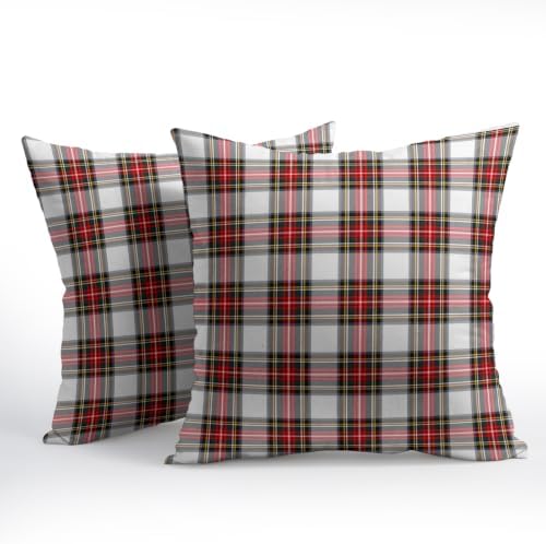 Christmas Scottish Tartan Plaid Outdoor Throw Pillow Cover 22x22 in Set of2