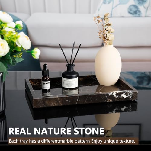 Real Natural Marble Tray for Bathroom, Vanity, Kitchen Counter & Desktop