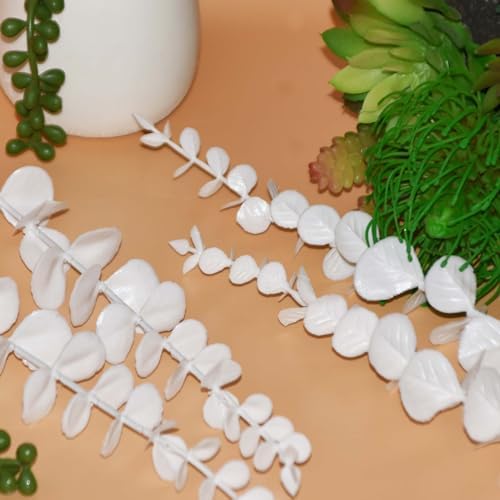 White Eucalyptus Stems Faux Eucalyptus Leaves for vase White Flowers for Wedding Bouquet Centerpiece Flower Floral Arrangement Home Decoration (36, White)