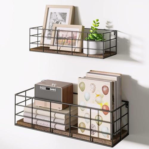 Fixwal Wire Frame Floating Shelves for Wall Storage 4 Different Sizes