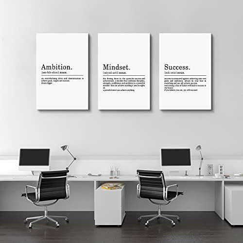 Inspirierendes Leinwandbild – Ephany Art – Mindset Zitate Drucke, motivierende Wandkunst, Erfolg, gerahmtes Unternehmer-Poster, positive Zitate, Arbeitsplatz (L-3 Stück, 40.6x61x3 Stück)