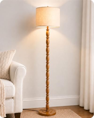 KIZON 63" Vintage Floor Lamp, Resin Farmhouse Standing Light