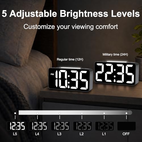 DreamSky Small Digital Alarm Clock with Night Light for Kids Bedroom