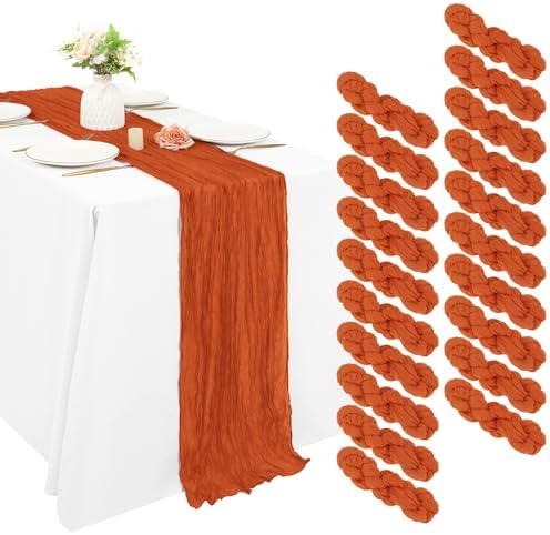 20 Pack Cheesecloth Table Runner 17 x 108 Inch, Orange