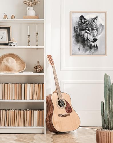 DREAM BIG PRINTABLES Double Exposure Wolf Sketch - 8x10 (Unframed) | Exquisite and Majestic Wildlife Inspired Wall Decor | Wall Decor for Modern Home and Office Spaces