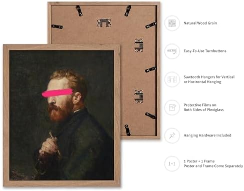 Poster Master Portrait of Vincent van Gogh Painting Print - Baroque Poster - Altered & Pop Art - Gift for Men & Women - Decor for Bedroom, Living Room or Office - 16x20 Beige Framed