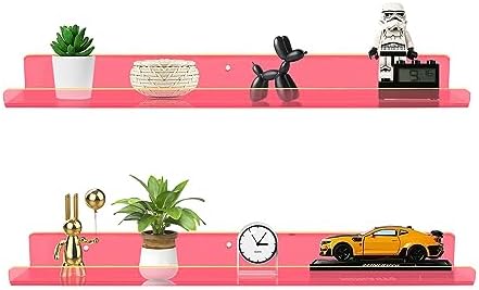 ROYALITA 2-Pack Acrylic Shelves Wall Mounted, 24 Inch Floating Shelves