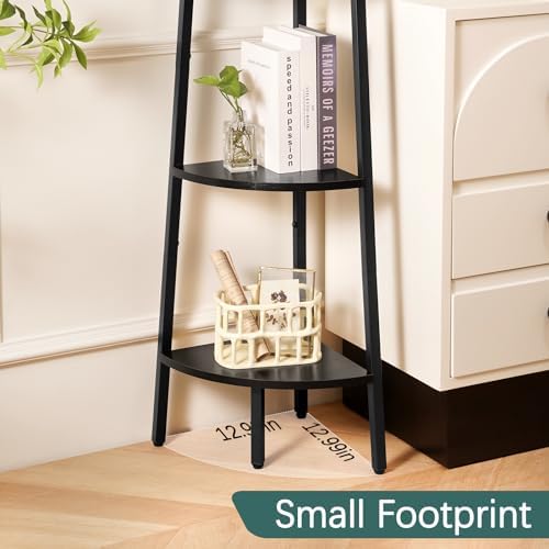 Yoobure 5-Tier Corner Shelf Stand- 67.5" Tall Corner Bookshelf with Metal Frame, Industrial Ladder Corner Shelves Display Shelf for Bedroom Living Room, Corner Bookcase Corner Plant Stand for Balcony