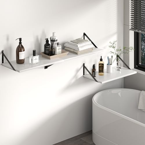 Heimlove 28W x 12D Deep Floating Shelves Set of 2 White