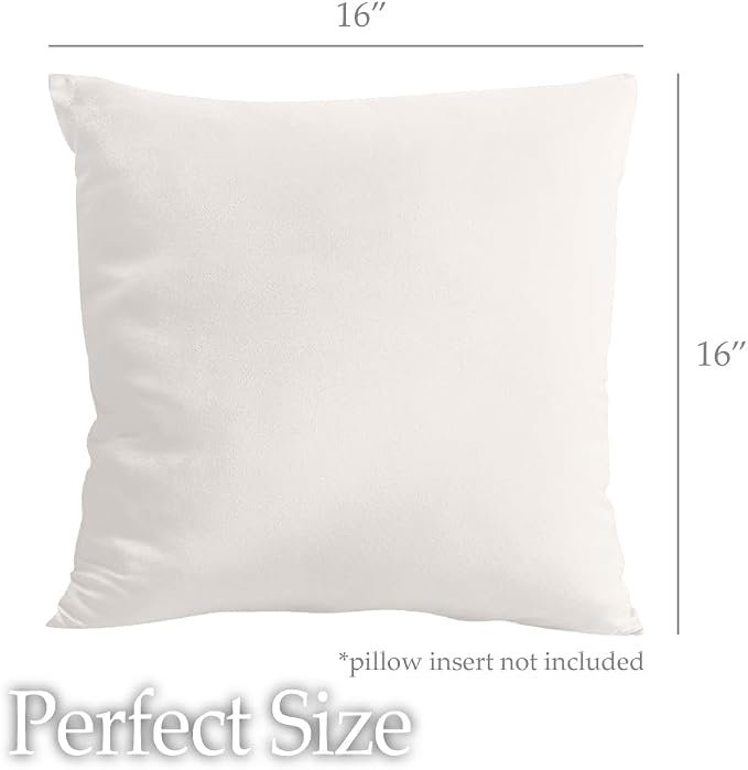 lalaLOOM Velvet Throw Pillow Covers, Set of 2, 16x16 Cream