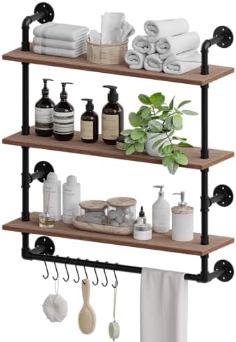 ROGMARS Industrial Pipe Shelving Bathroom Shelves with Towel bar