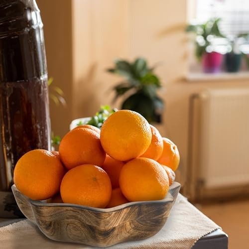 Natural Wooden Tray, Serving Bowl for Salad, Veggies and Fruits, Large Deep Tray for Family, Party (Octagonal Bowl)