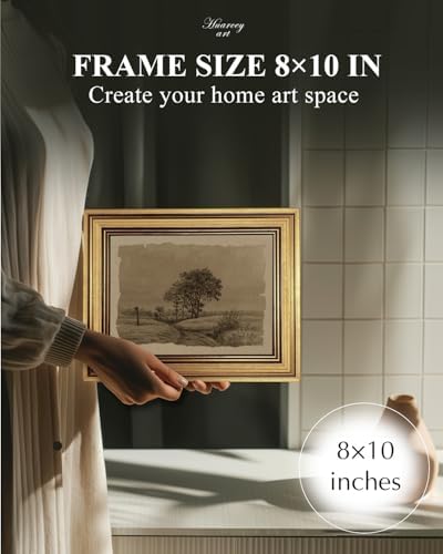 WHASAYART Gold Framed Vintage Wall Art for Living Room, Landscape Painting Prints Shelf Decor for Kitchen, Aesthetic Tree of Life Farmhouse Bedroom Wall Decor, Gifts for Family - Country Road 8x10in