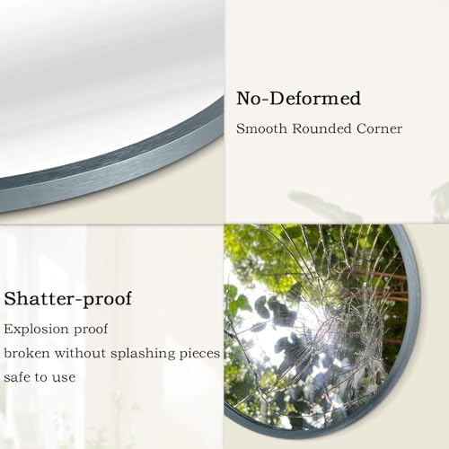 AOAOPQ Bathroom Circle Round Wall Mirror with Simple Metal Frame Modern Hanging Frame Mirror for Bathroom Hallway Room Living Turquoise