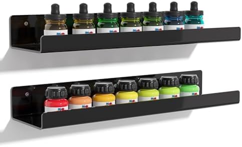 upsimples 2 Pcs 15" Acrylic Shelves for Wall Organize and Display, Black