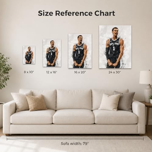 Victor Wembanyama Basketball Canvas Wall Art, Sports Player Poster, 24x30 | Abstract splash ink athletic artwork, motivational sports wall decor for teen boys room, bedroom, living room, gym or office