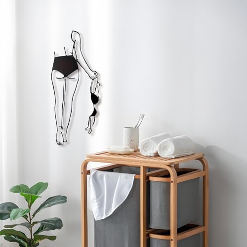 Sexy Metal Wall Art, 3D Abstract Woman Sculpture for Bedroom Black Decor | Sleek 3D abstract female figure in black metal, modern & artistic accent for bedrooms, living rooms, or boudoirs